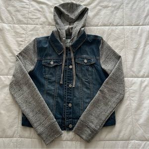 Denim Jacket Heathered Gray Sweatshirt Hoodie